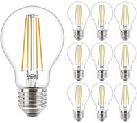 Philips LED Premium Classic A60 Light Bulbs 10 Pack [E27 Edison Screw] 7W - 60W Equivalent - Warm White (2700K), Non Dimmable, 806 Lumen, 80+ CRI