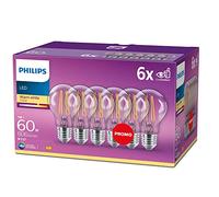 Philips LED Premium Classic A60 Light Bulbs 6 Pack [E27 Edison Screw] 7W - 60W Equivalent - Warm White (2700K), Non Dimmable.