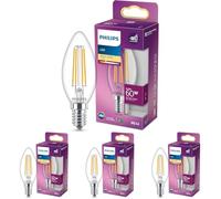 Philips LED Premium Classic B35 Candle Light Bulb [E14 Small Edison Screw] 6.5W - 60W Equivalent, Warm White (2700K), Non Dimmable (Pack of 4)