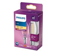 Philips LED Premium Classic Candle Light Bulb [E14 Small Edison Screw] 4.3W - 40W Equivalent, Warm White (2700K), Non Dimmable