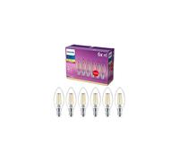 Philips LED Premium Classic Candle Light Bulbs 6 Pack [E14 Small Edison Screw] 4W - 40W Equivalent, Warm White (2700K), Non Dimmable