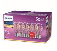 Philips LED Premium Classic Filament A60 Light Bulb 6 Pack [E27 Edison Screw] 4.3W - 40W Equivalent, Warm White (2700K)
