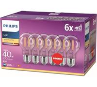 Philips LED Premium Classic Filament A60 Light Bulb 6 Pack [E27 Edison Screw] 4.3W - 40W Equivalent, Warm White (2700K)