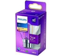 Philips LED Premium Classic P45 Clear Light Bulb [B22 Bayonet Cap] 25W, Warm White 2700K, Non Dimmable