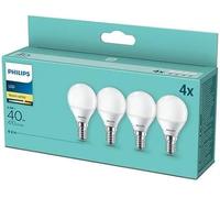 Philips LED Premium Classic P45 Lustre Light Bulb 4 Pack [E14 Small Edison Screw] 5.5w - 40W Equivalent, Warm White (2700K), Non Dimmable, A++