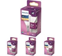 Philips LED Premium Classic P45 Lustre Light Bulb [E14 Small Edison Screw] 2.2W - 25W Equivalent, Warm White (2700K), Non Dimmable (Pack of 4)