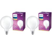 Philips LED Premium Frosted Globe G120 Light Bulb [E27 Edison Screw] 10.5W - 100W Equivalent, Warm White (2700K) (Pack of 2)