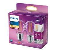 Philips LED bulb E27 P45 4.3 W filament 2700K 2x