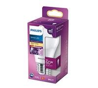Philips LED Premium Sensor Frosted Light Bulb [E27 Edison Screw] 8W - 60W Equivalent, Warm White (2700K), Non Dimmable