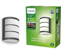 Philips LED Python Outdoor 6W Wall Light [Cool White - Anthracite Grey] Water Resistant IP44, for Garden, Patio and Terrace Lighting.