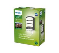 Philips LED Python Outdoor 6W Wall Light with Motion Sensor [Cool White - Anthracite Grey] Water Resistant IP44, for Garden, Patio and Terrace Lighting.