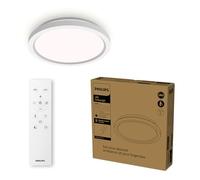 Philips LED Remote Control Ceiling Light, Round, 30 cm, Dimmable, Tunable White Light, Living Room, Bedroom, No Flicker or Glare, Modern Design, White