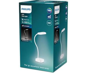Philips LED Rock Desk Lamp [Cool White Light 5000K - White] 5W - Charge with USB. for Home Indoor, Work, Study, Reading Lighting