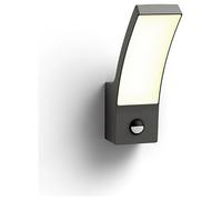 Philips LED Splay Outdoor Wall Light with Motion Sensor [Warm White - Anthracite Grey] Water Resistant IP44, For Garden, Patio and Terrace Lighting.