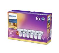 Philips LED Classic WarmGlow Dimmable Spot Light, Glass, Silver, GU10, 5 W, Pack of 6