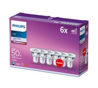 Philips Led Spot Light Bulb, Gu10 Spotlight, 4.6W (50 Equivalent). Non-Dimmable, Cool White, 6 Pack