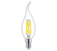 PHILIPS LED Tipped Candle Bulb 3.4W E14 SES Clear Dimmable Filament Lamp, Warm Glow DimTone 2200K-2700K Very Warm White. Decorative 40W Equivalent with Elegant, Energy-Saving Light.