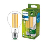 Philips LED Ultra Efficient Light Bulb A Label Energy Rating [White 3000K - E27 Edison Screw] 75W, A70 Clear. for Indoor Home Lighting.