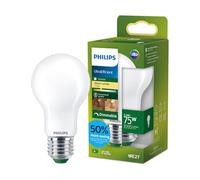 Philips LED UltraEfficient Frosted A60 Bulb, E27 Edison Screw, Energy Class A, 1095 lm, 75W Equivalent, Warm White (2700K), Dimmable, EyeComfort, 50,000 Hours, 1 Pack