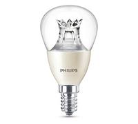 Philips LED Warm Glow E14 Small Edison Screw Dimmable Mini Globe Light Bulb, Clear, 6 W (40 W)