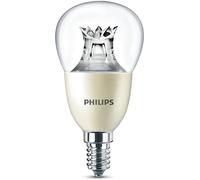 Philips LED Warm Glow E14 Small Edison Screw Dimmable Mini-Globe Light Bulb, Clear, 8 W (60 W)