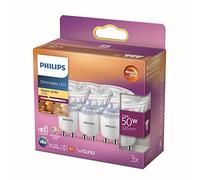 Philips LED WarmGlow Spot Dimmable Pack of 3 GU10 36D 3.8W 345lm 2700K 230V Energy Efficient Adjustable Light Ideal for Living Room and Kitchen