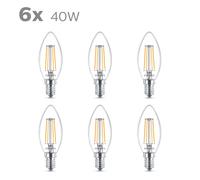 Philips Light Bulb LED Candle Filament Screw E14 Warm White 40W Non-Dimmable 6pcs