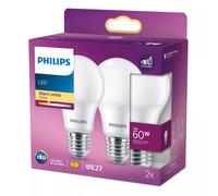 Philips Light Bulb LED Globe Frosted Screw E27 Warm White 60W Non-Dimmable 2pcs