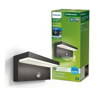 Philips Lighting Bustan UltraEfficient Outdoor Wall Light, 3.8W 4000K Cool wehite Light, Antracite, Motion Sensor, IP44 Weatherproof