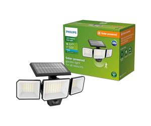 Philips Lighting Fyce Outdoor Solar Wall Light, 1.5W, 2700K, Black, IP44 Weatherproof