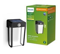 Philips Lighting Jivix Outdoor Solar Wall Light, 1.4W, 2700K, Black, IP44 Weatherproof