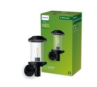 Philips Lighting Listra Outdoor Wall Light, Round, Without Bulb, Black, max. 25W, IP44 Weatherproof