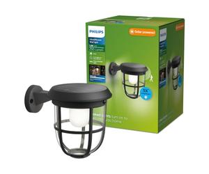 Philips Lighting Radii UltraEfficient Auto-linkable Solar wall Light, 1.3W, 3000K, Black, Motion Sensor, IP44 Weatherproof