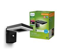 Philips Lighting Zonal UltraEfficient Outdoor Solar Wall Light, Square, 1.3W, 3000K, Black, Motion Sensor, IP44 Weatherproof