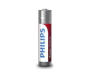 Philips LR03P4B/05 - Power Alkaline AAA Battery Pack - (1 x Blister 4 Pack) - 1.5V