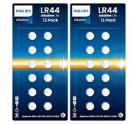PHILIPS LR44 Batteries 24 Count, Replaces AG13 A76 l1154f 357 303 SR44 AG13 LR41 Button Batteries - 1.5v Ultra Alkaline Button Cell Battery, Perfect For Thermometers, Lasers, Watches, Medical Devices.