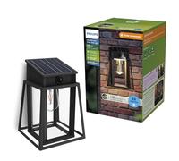 Philips Lysin UltraEfficient Outdoor Solar Wall Light, Replaceable Solar Bulb, Motion Sensor, 2700K, Black
