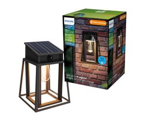 Philips Lysin UltraEfficient Outdoor Solar Wall Light, Replaceable Solar Bulb, Motion Sensor, 2700K, Black