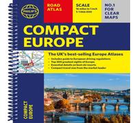 Philip's Maps Philip's Compact Atlas Europe : A5 Spiral with the Top 300 tourist Philip's Maps Multicolor