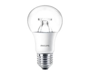Philips Master DimTone LED GLS A60 Light Bulb 8W 60W Equivalent E27 Edison Screw Clear Glass Warm Glow 2200K-2700K CRI90 Dimmable Energy Efficient Decorative LED Lamp