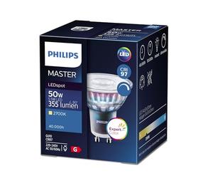 Philips Master ExpertColor GU10 LED Bulb Dimmable 3000K Warm White PAR16 Spotlight, 3.9W 35W Equivalent, CRI97 High Colour Accuracy, 25° Beam Angle, Premium Retail & Hospitality Lighting