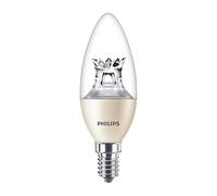 PHILIPS Pack of 10 x Master LED 5.5W (40W Replacement) B38 Candle, E14 Small Edison Screw, Dim Tone 2200K-2700K, Warm White, Clear Bulb, UK (10)