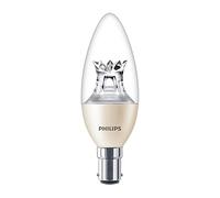 Philips Master LED Diamond Spark, 5.5W (40W) B38 Candle Bulb, B15 Small Bayonet Cap, DimTone, Dimmable LED Lamp, Warm White Light, Clear Candle Design, Energy Saving Decorative Lighting, Long Life