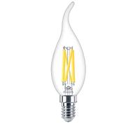 Philips Master Value LED 3.4W (40W Replacement) Candle Bulb, E14 Small Edison Screw, Dim Tone 2200K-2700K, Warm White, Clear Bulb (1)
