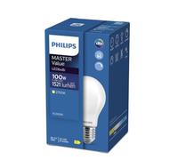 Philips Master Value LED GLS A60 Light Bulb 11.2W 100W Equivalent E27 Edison Screw Very Warm White Dimmable CRI90 High Colour Rendering Energy Efficient LED