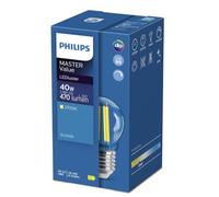Philips Master Value LEDLuster D 3.4W (40W Equivalent) E27 P45 Clear 927 | Warm White 2700K | CRI 90+ | 470lm | Dimmable Filament Golf Ball Bulb | Energy Saving Decorative LED | Clear Glass Finish