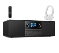 Philips Micro Music System TAM6805 &TAH4209WH Bundle, 50W All-in-One with Internet Radio, Bluetooth, USB, CD Player, DAB+, FM, Bass Reflex Speakers n inc Bluetooth Headphones