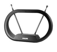 Philips Modern Loop Rabbit Ears Indoor TV Antenna, 15 inch Extendable Dipoles, 4K 1080P VHF UHF, Tabletop Antenna, Digital HDTV Antenna, Smart TV Compatible, 4ft Coaxial Cable, Black, SDV7114A/27
