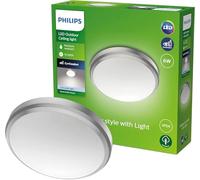 Philips LED Doris Outdoor Ceiling Light 6W [Cool White - Nickel] Water Resistant IP54, for Garden, Patio and Terrace Lighting.