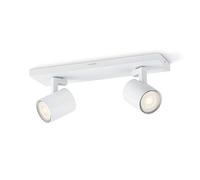 Philips myLiving Runner 2 LED Spotlights (6 W), Dimmable Ceiling Spotlights with Warm White Light and Two Swivel Spot Heads, Energy Saving Room Lighting, White